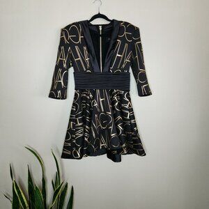 Zhivago "Join the Club" Mini Dress- Black/Gold – Sculpted Waist – Size 10